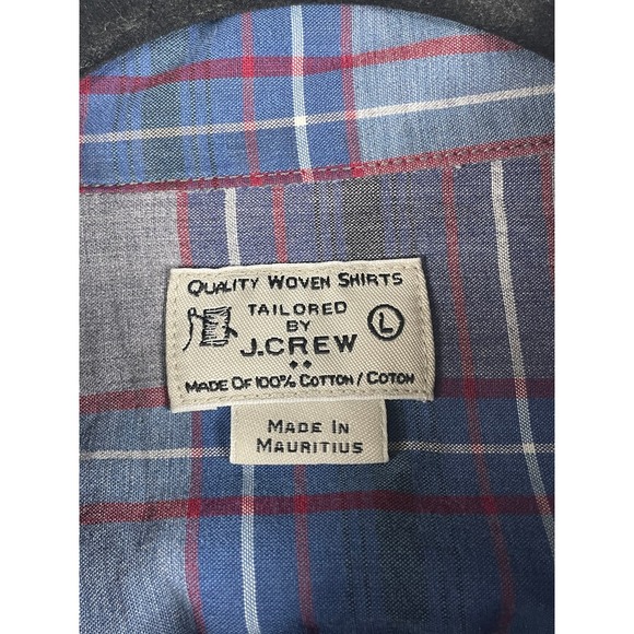 J. Crew Men's Button Up Plaid Shirt Size L Cotton Tailored woven - Picture 3 of 8